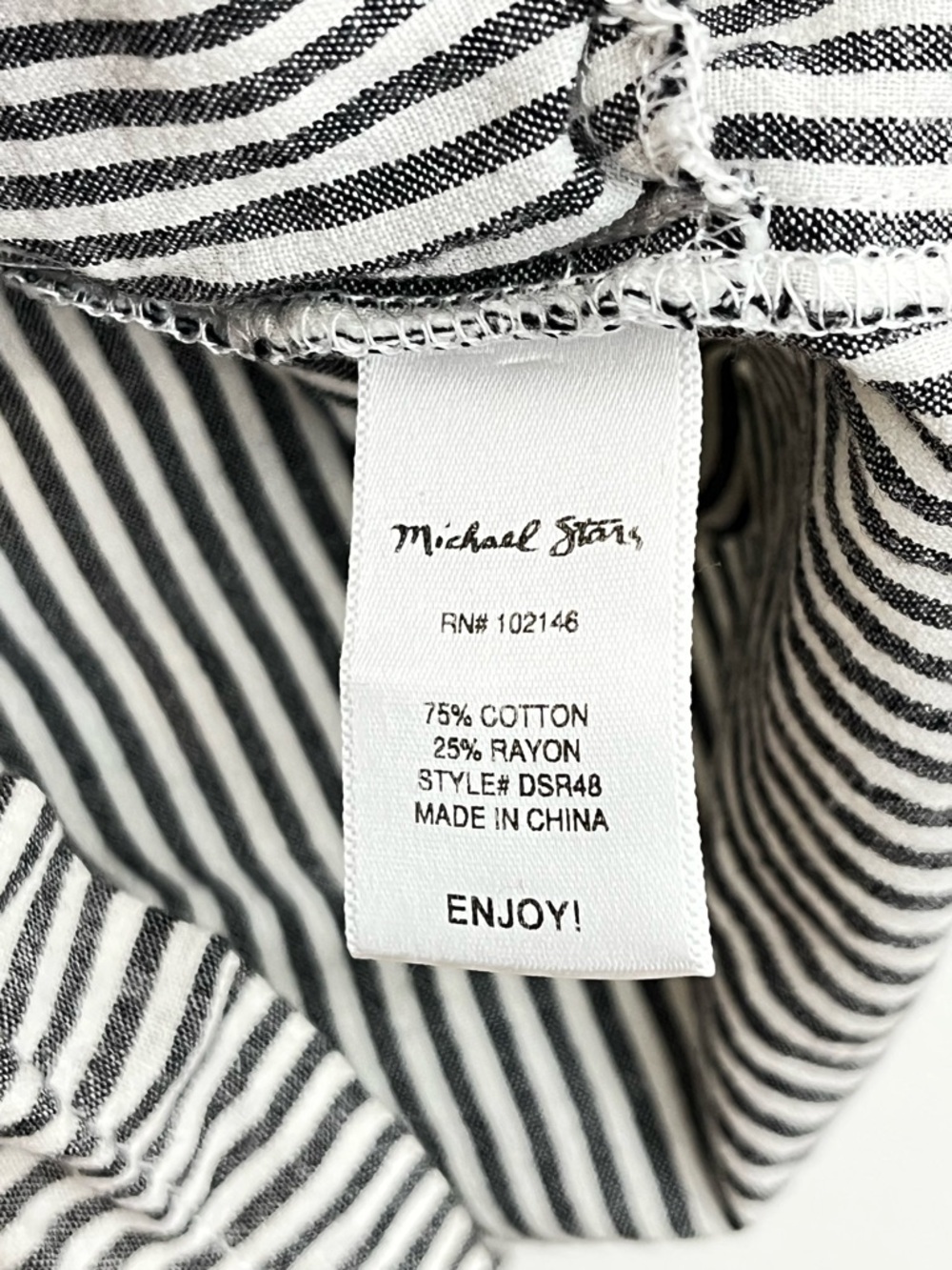 Michael Stars Talula Striped Romper Gray White Drawstring Button Front Pockets - Picture 9 of 9